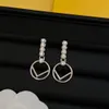 Boucles d'oreilles de marque de luxe, couleur or argent, perceuse à une rangée, lettre F, boucle d'oreille de fiançailles en laiton pour femmes, cadeau de fête, vente en gros