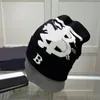 Grande carta de malha designer chapéu inverno preto gorro masculino e feminino moda outono lã ao ar livre quente crânio bonés cor sólida casual