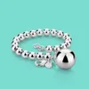 Women's 925 sterling silver bracelet Ethnic the ball pendant beaded bracelet lady charm Silver jewelry 20cm chain Solid silve2758