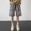 Shorts masculinos verão floral impressão algodão letras logotipo oversized high street hip hop esporte para unisex a22