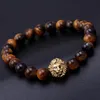 Beaded Charm Buddha Paracord Natural Stone Lion Armband för män Pulseras Hombre Bracciali Uomo Mens Jewelry256m