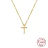 CANNER Ins Style mode Simple croix réel 925 collier en argent Sterling pour les femmes colliers ras du cou chaîne bijoux fins Collares3034
