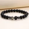 Bracciale in agata occhio di tigre colorato con pietra nera opaca da 8 mm Bracciale per yoga con energia in pietra naturale per donna e uomo