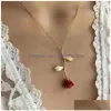 Pendentif Colliers Romantique Rose Rouge Collier Saint Valentin Cadeau Mode Pour Petite Amie Designer Femmes Bijoux Accessoires Drop Deli Dh1Hs