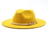 Breda brim hattar kvinnor män ull filt jazz fedora panama stil cowboy trilby party formell klänning hatt stor storlek gul vit 5860 cm a4830074