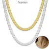 Breite 4 mm flache Edelstahl-Halskette für Damen, goldfarbene Schlangenkette, Choke-Damen-Geschenkschmuck, verschiedene Längen, ganze Ketten216A