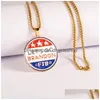 Pendant Necklaces Personalized Lets Go Brandon Necklace American Round Letter Mens And Womens Fashion Accessories Drop Delivery Jewe Dhkqn