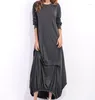 Casual Dresses Autumn and Winter Women's Dress Långärmad rund hals T-shirt Lantkjol