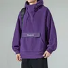 Herbst Polar Fleece Hälfte Rollkragen Hoodies Für Männer Y2K Vintage Winddicht Mit Kapuze Sweatshirts Casual Streetwear Pullover Hoody 231229