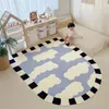 Ins Cartoon Oval Large Area Living Room Decorative Carpet Cute Thickened Soft Bedroom Children Carpets Plush Washable Rug 231229