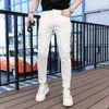 Women's Pants & Capris designer Xintang New Product White Jeans for Men's European Goods Spring/Summer Slim Fit Small Feet Elastic Casual Crop Trend VD0E