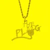 Łańcuchy łańcuchy lodowe Bling 5a Cubic cyrkonia złota srebrna kolor litera wisiorek początkowe naszyjniki dla mężczyzn chłopiec hip -hop linę łańcuch punkowy żyd