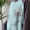 Hoodies النسائي 2023 الاتجاه من ذوي الياقات البيضاء من النوع الثقيل Mujer الخريف رقيقة طويلة الأكمام السوستة قمم y2k e-girl منتصف الطول فضفاضة فضفاضة