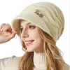 Stickad hatt bred rand tjock kanin hårstack hatt kvinnors vinter varma öronskydd ull hatt skallier mössor 231229