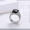 Ringen Geverfd Draad Prismatische Zwarte Ring Damesmode Geplatineerd Micro Diamond Trend Veelzijdige Style2522