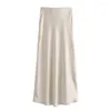 Skirts Women Satin Skirt Elegant High Waist Maxi For A-line Slim Fit Formal Party Prom With Soft Breathable