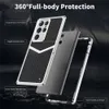 Genuine Carbon Fiber Metal Case for Samsung Galaxy S23 Ultra S23+ Glass Film Armor Cameral Lens Protect Full Cover