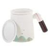 食器セット木製ハンドルティーカップセラミックコーヒーマグ装飾マグカップ付きセラミック注入器オフィスフィルター