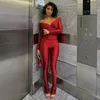 Women's Two Piece Pants Sexy Women Skinny Set V-neck Long Sleeve Solid Club Party Clothing Autumn Winter Fashion Lady 2 Outfits