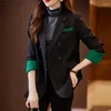 Frauen Anzüge Frühling Herbst Schwarz Zweireiher Blazer Frau Elegante Grüne Anzug Jacke Büro Dame Mantel Kleidung Mode Vintage