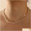 Naszyjniki wisiorek boho moda vintage kolor krystaliczny łańcuch Choker Naszyjnik dla kobiet kobiet prezent prosty barokowa biżuteria dhxdz