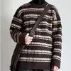 Invierno coreano estampado a rayas hombres suéter de punto moda calle americana retro y2k personalidad pareja engrosada sudadera con capucha deportiva 231229