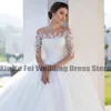 Party Dresses Sexy Elegant Lace Wedding Round Neck Long Sleeves Beautiful Bridal Female Floor-length Gown