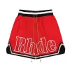 デザイナーショーツRhude Mens Mesh Summer Fashion Beach Elasticized Pants Men's High Quality Streetwear Red Blue Black Pur Clhh