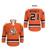 21 Maglia da hockey Wagner San Diego Gulls Qualsiasi giocatore o numero Nuovo punto cucito Maglie da hockey su film Tutte cucite Bianco Rosso Blu Spedizione gratuita