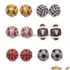 Stud 8 colores Deportes Softbol Pendientes Suministros de fiesta Crystal Rhinestone Baloncesto Béisbol Rugby Softbol Pendiente para mujeres Joya Dhpou