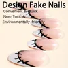 Faux ongles à tête pointue en amande, imperméable, portable, manucure, couverture complète, faux conseils français pour femmes