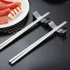 Chopsticks kinesiska hållare 304 rostfritt stål japanska korea pinnar vila stativ metall återanvändbar sked kök bordsartiklar