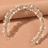 Hair Clips Handmade Pearl Headbands Shiny Rhinestone Flower Hairbands Bride Wedding Jewelry Women Girls Crown Accessories