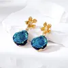 Boucles d'oreilles pendantes en métal vert bleu, haute applicabilité, couleur vive, bijoux et accessoires, sans produits toxiques, sûrs