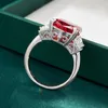 2024 Ins Top Sell Wedding Rings Luxury Jewelry Real 100% 925 Sterling Silver Padma Cushion Shape Red Garnet Moissanite Diamond Gemstones Women Bridal Valentine Ring