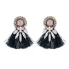 أقراط التدوير Zhini Fashion Long Tassel Drop Dropring بيان المجوهرات العرقية اللطيفة المصنوعة يدويًا كبيرًا مستديرًا كبيرًا بالجملة