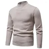 Männer Pullover 2024 Herren Hoher Kragen Casual Pullover Herbst Winter Einfarbig T-shirt Bodenbildung Schwarz