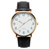 Wristwatches Men Watches Simple Business Analog Alloy Vintage Quartz Watch Arabic Number Strap Minimal Round Dial Classic Black Leather