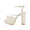 JC Jimmynessity Choo Kleider Fischschuhe High Pearl Schuhe Mundqualität High Heels Frauen dicke Absätze Schnallen wasserdichte Plattform Super High Heels Sandalen Hochzeitsschuhe