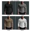 T-shirts pour hommes Hommes Fitness Athlétique Compression Sports Base Couche Spandex Tops À Manches Longues Haute Élasticité Col Montant