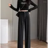 Pantalon femme taille haute printemps automne mode ample jambe large solide Style coréen élégant pantalon droit femme Y2k