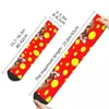 Chaussettes pour hommes toutes saisons, bas d'équipage rouges avec petits points jaunes, mode Harajuku Hip Hop, accessoires longs pour hommes et femmes