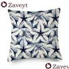 Cushion/Decorative Pillow Blue Pattern Er Shiribo Print Pillowcase For Square Linen Chair Living Room Sofa Decoration 45X45Cm Drop D Dholr