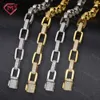11Mm Hiphop Iced Out 2 Row Square Box Gold Plated Sier Moissanite Cuban Link Chain