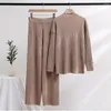 Survêtements pour femmes, costumes tricotés décontractés, pull à manches longues, jambes larges, pantalon ample, vêtements de maison, ensemble deux pièces