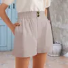 Shorts pour femmes décontracté pour les femmes été taille haute pantalon couleur unie boucle élastique fermeture éclair surdimensionné tissu féminin