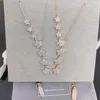 S925 Sterling Silber Glänzende Sieben Sterne Halskette Mode Zirkonia Anhänger Halsketten frauen Rose Gold Silber Necklace233A