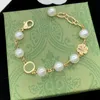 Kedjekvinnor Pearl Armband Luxury Designer Chain Armband Gold Jewelry Cuff Classic Beaded Charm Armband Jewlery Woman Bangle With Box