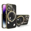 Rotatie Beugel Magnetische Case Voor iPhone 11 12 13 14 15 Pro Max X Xs Max XR 7 8 plus Draadloos Opladen Cover Terug Gevallen 100 stuks