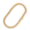 Очаровательная цепочка в стиле хип-хоп Iced Out 13 мм, муассанит, кубинская цепочка из 14-каратного золота, модное ожерелье, эффектные ювелирные изделия для мужчин